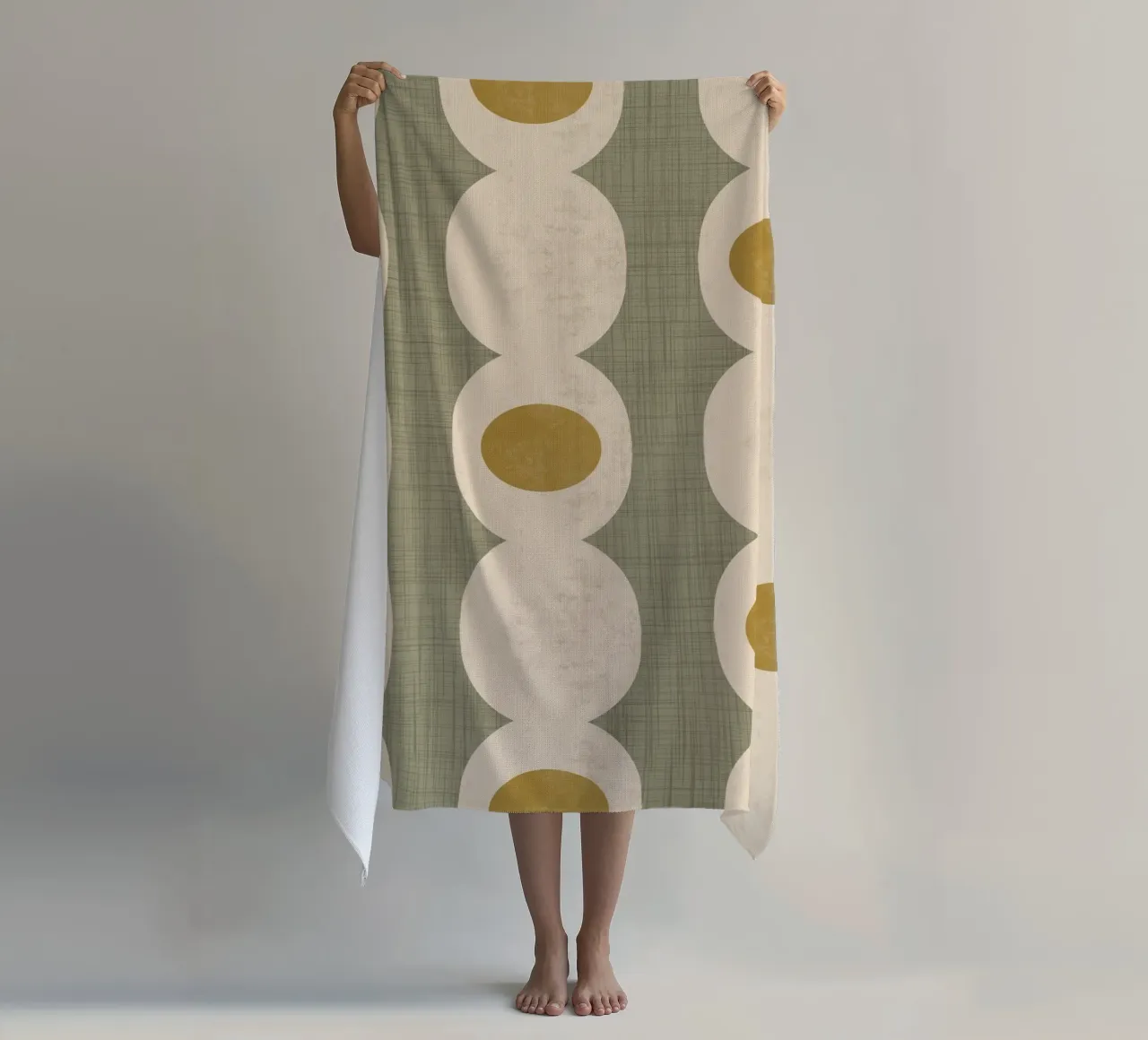 Catena Retro Mod Geo - Verde oliva - Mid Century Modern telo mare da susanacosta