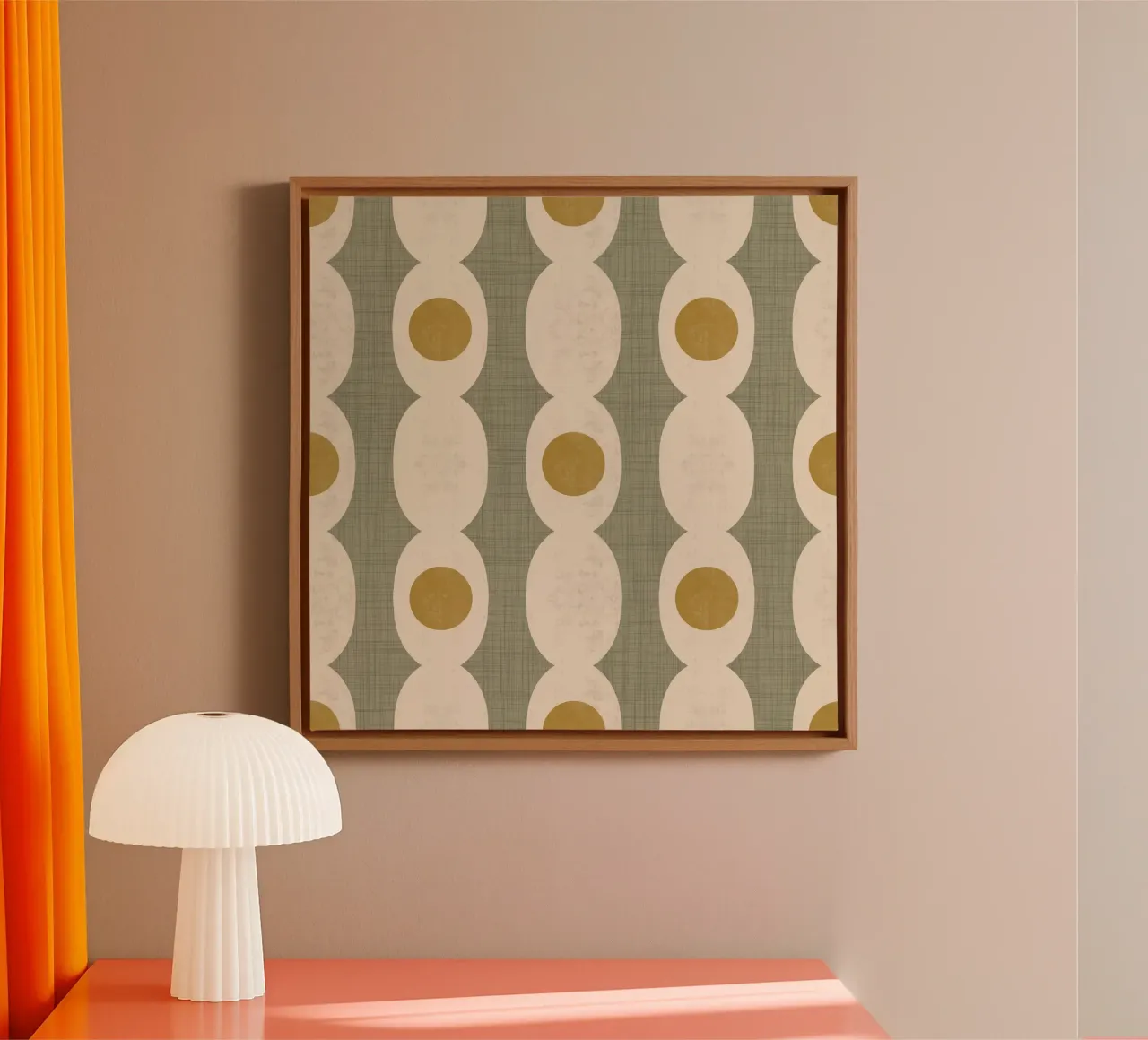 Retro Mod Geo-Ketting - Olijfgroen - Mid Eeuw Modern canvas van susanacosta
