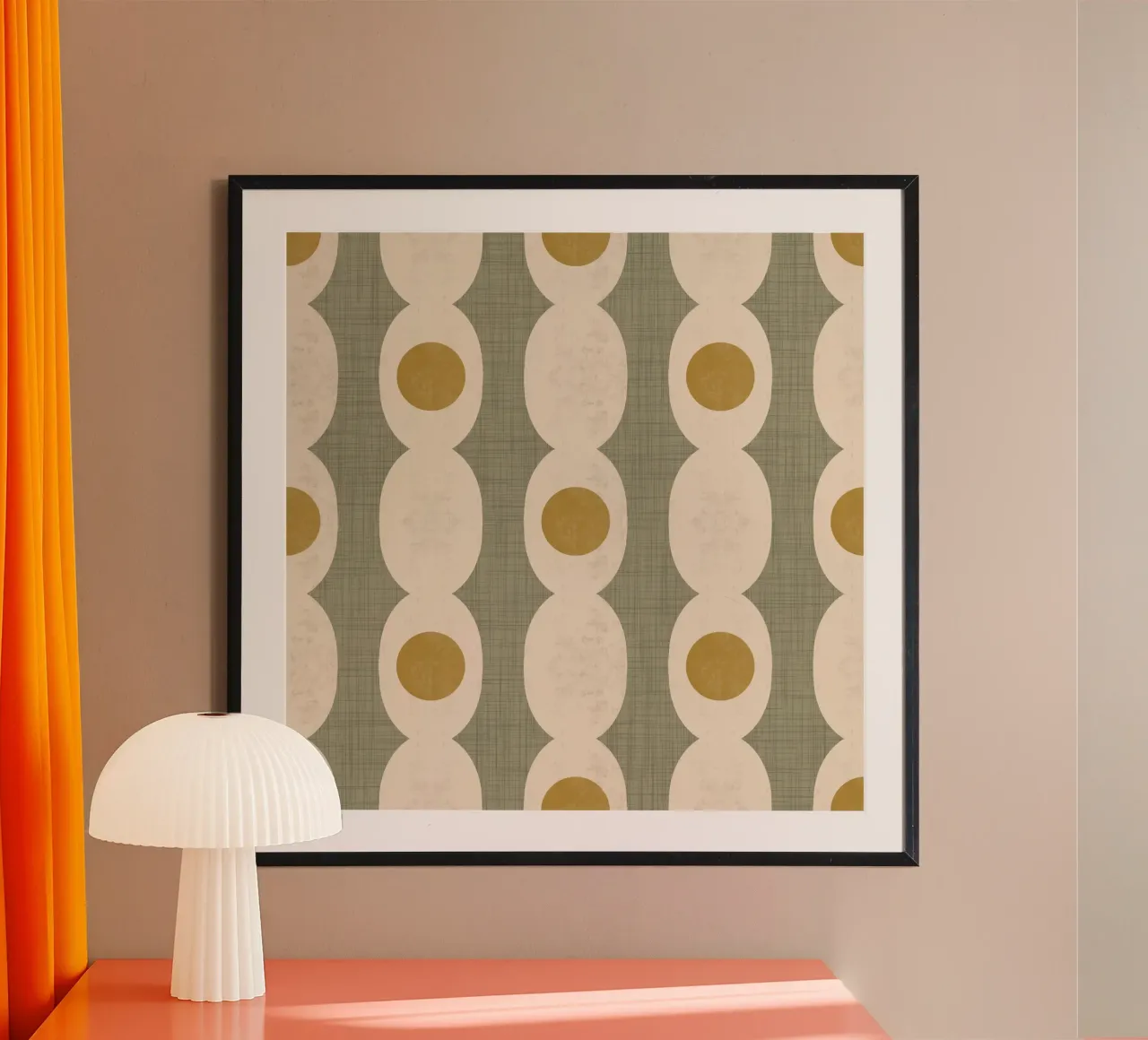 Catena Retro Mod Geo - Verde oliva - Mid Century Modern poster con telaio in alluminio da susanacosta