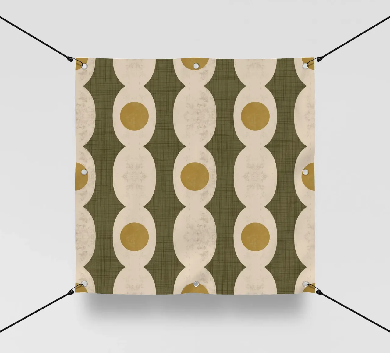 Catena Retro Mod Geo - Muted Olive - Mid Century Modern telo in pvc da susanacosta