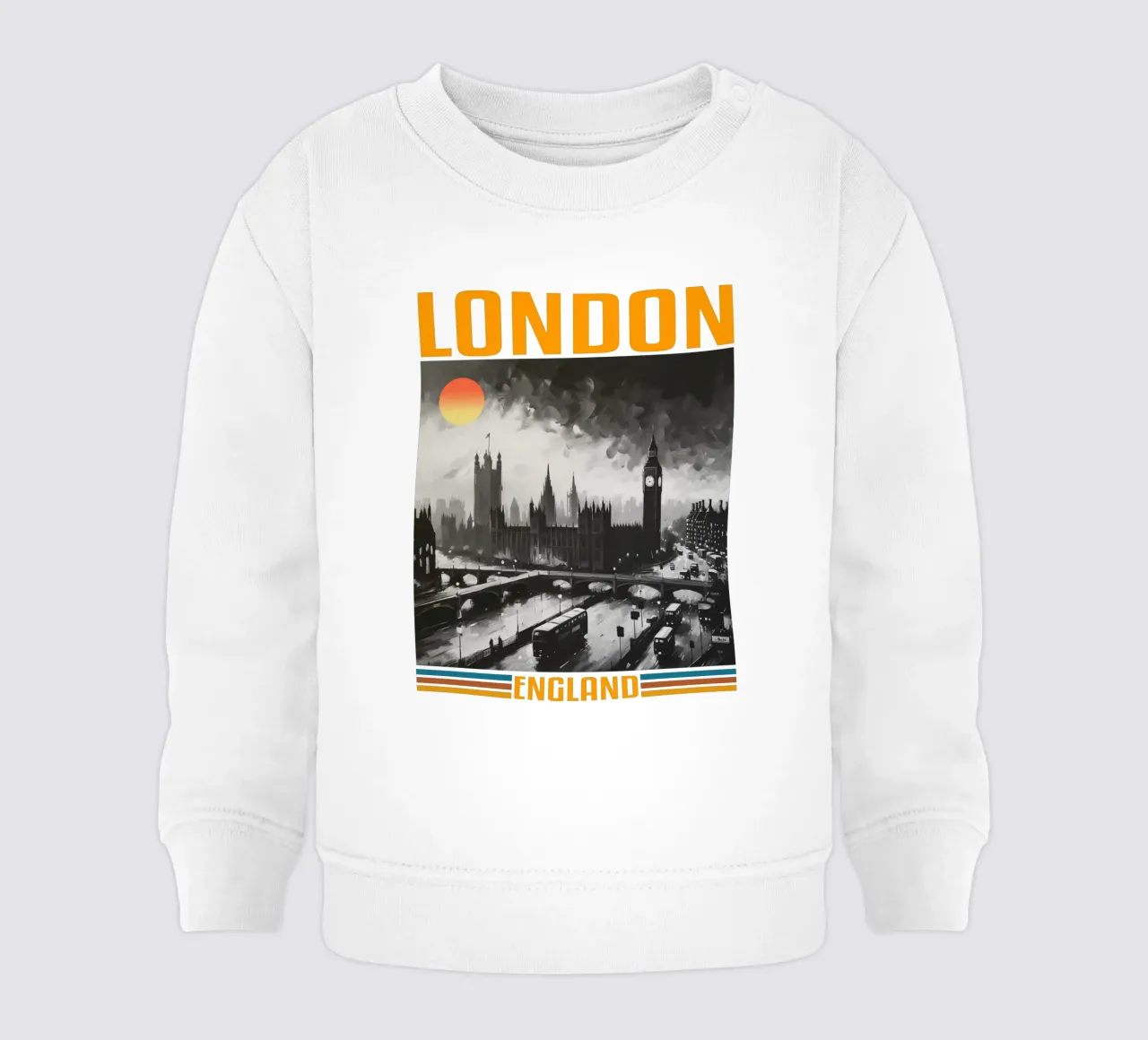 città di londra panorama anni '70 design classico retrò felpa neonato da theganduls