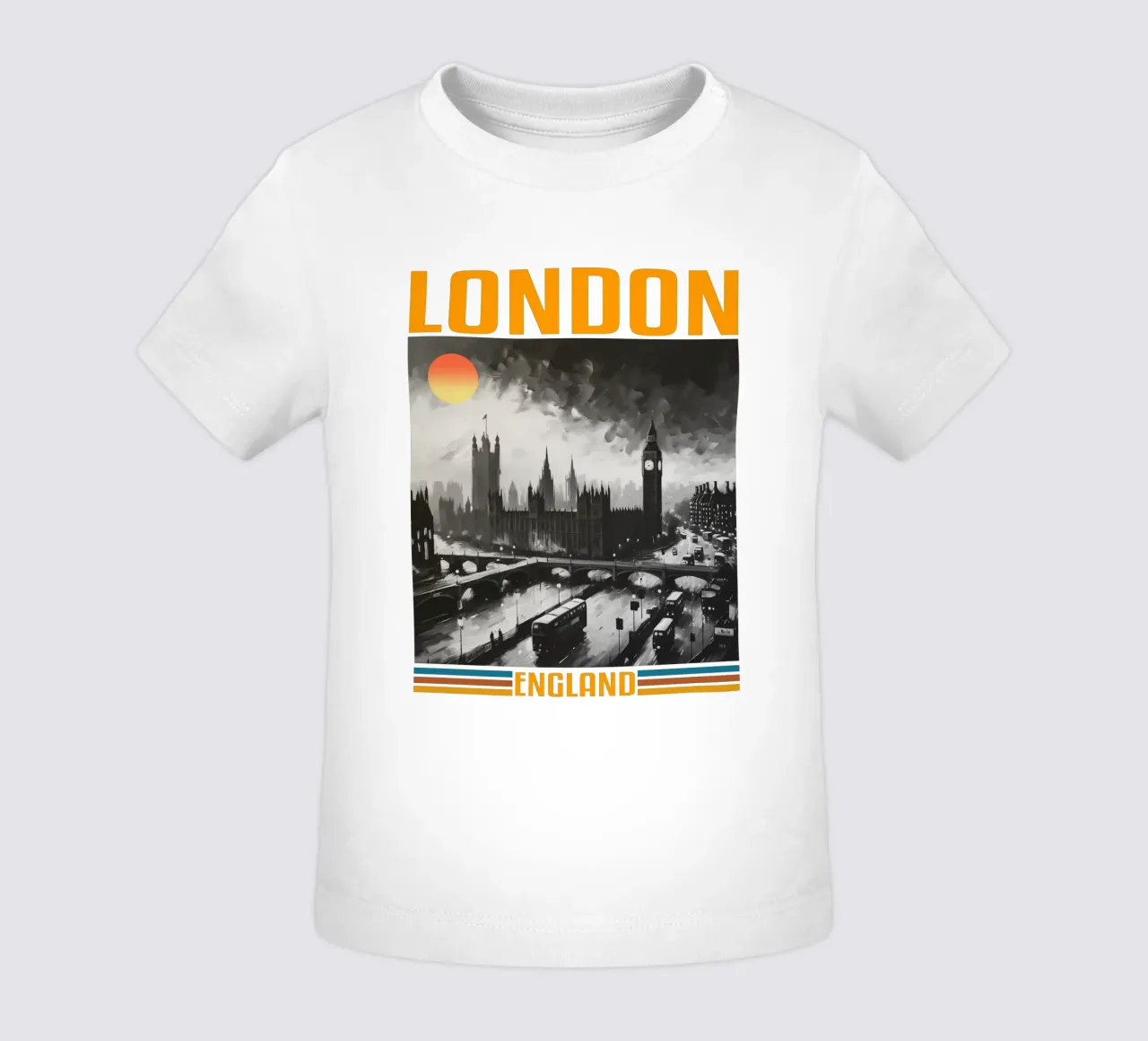 città di londra panorama anni '70 design classico retrò maglietta neonato da theganduls