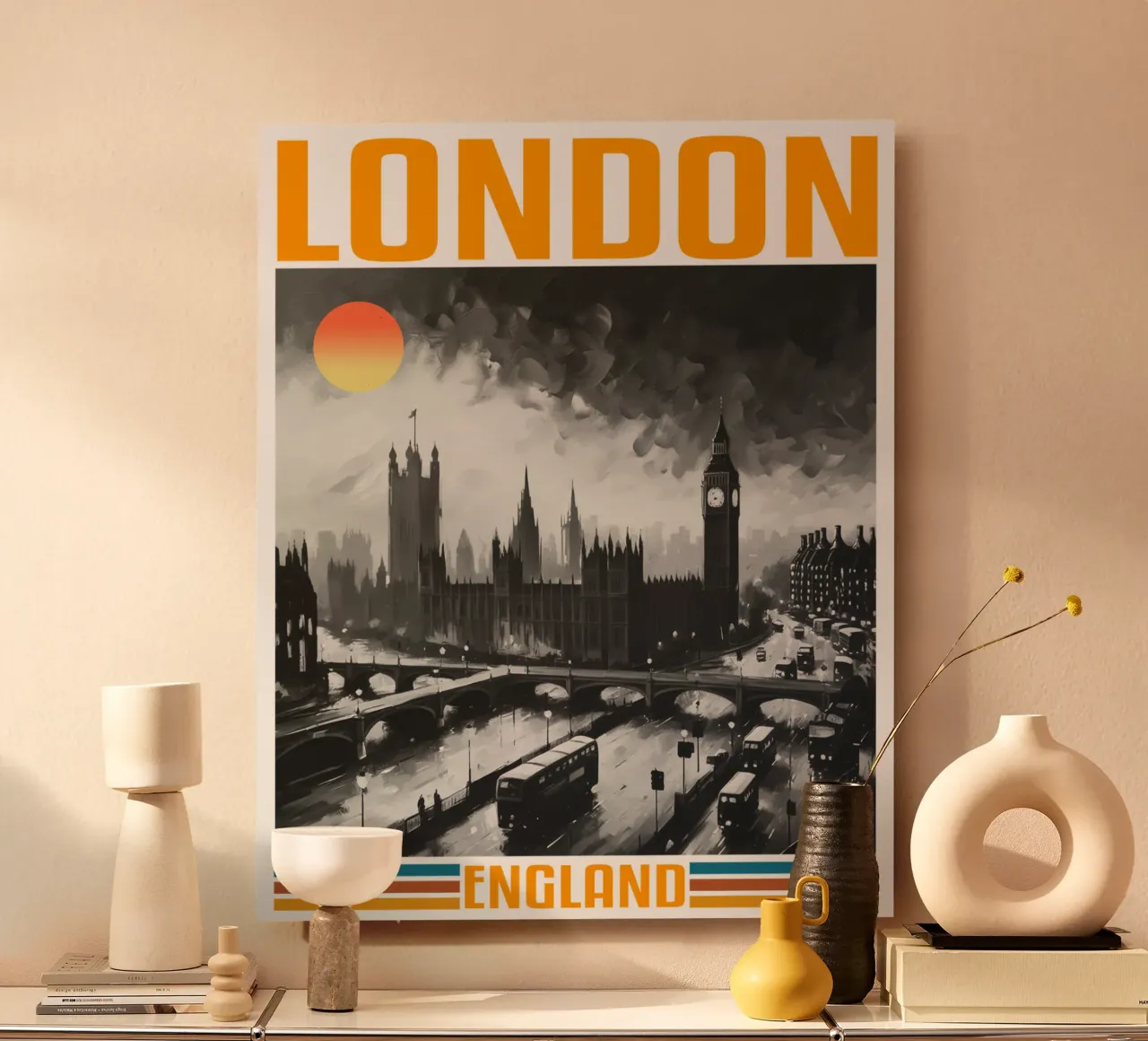 città di londra panorama anni '70 design classico retrò alluminio dibond da theganduls