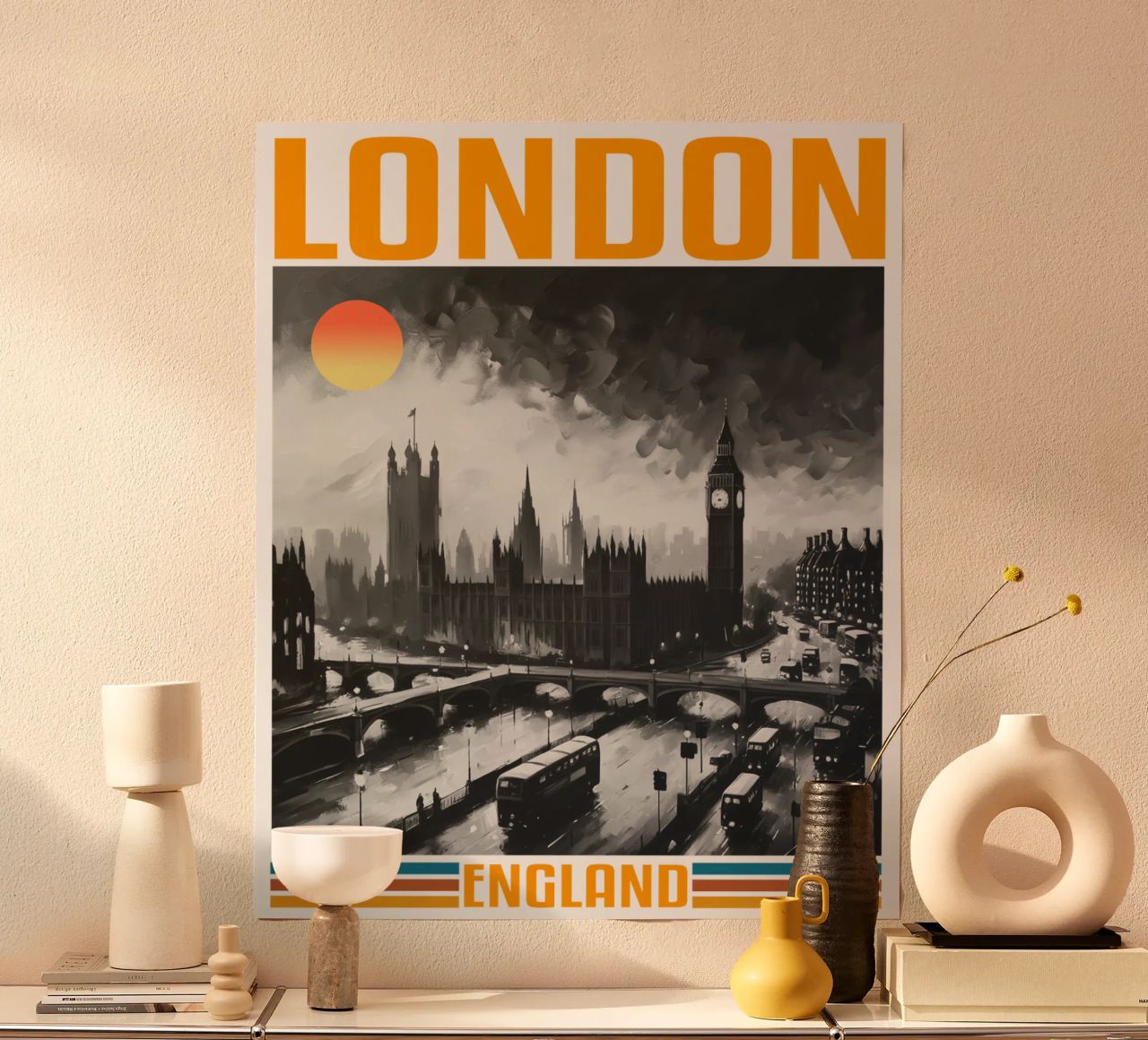 londoner stadtpanorama 70er Jahre retro klassisches Design Poster von theganduls