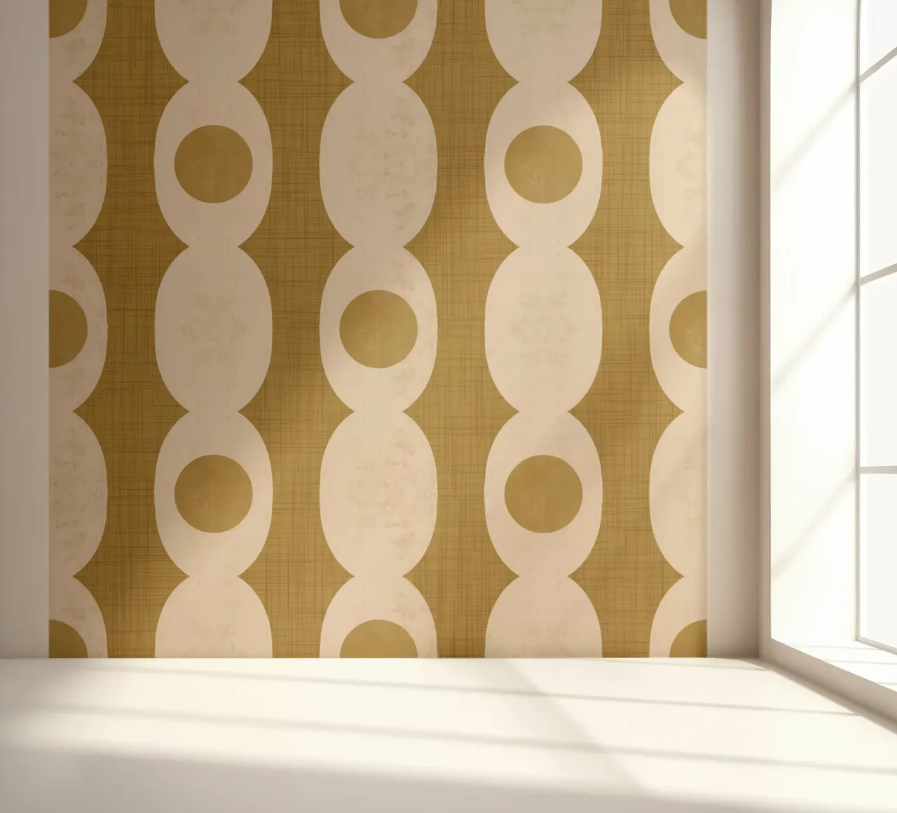 Retro Mod Geo Chain - Mustard Brown - Mid Century Modern photo wallpaper by susanacosta