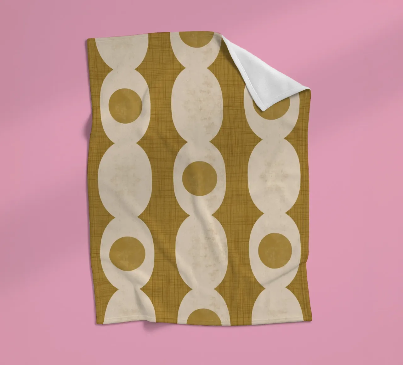 Retro Mod Geo-Ketting - Mosterdbruin - Mid Eeuw Modern fleecedeken van susanacosta