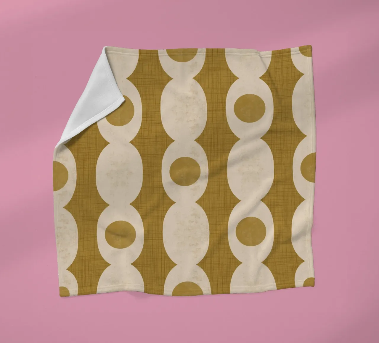 Retro Mod Geo-Ketting - Mosterdbruin - Mid Eeuw Modern fleecedeken van susanacosta