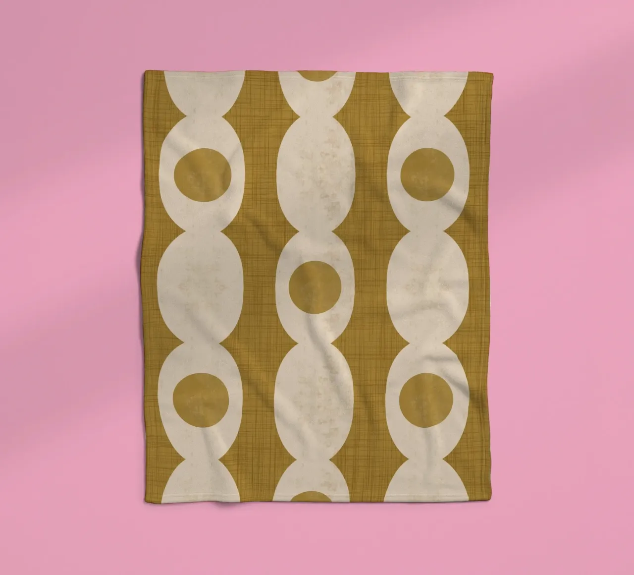 Retro Mod Geo-Ketting - Mosterdbruin - Mid Eeuw Modern fleecedeken van susanacosta