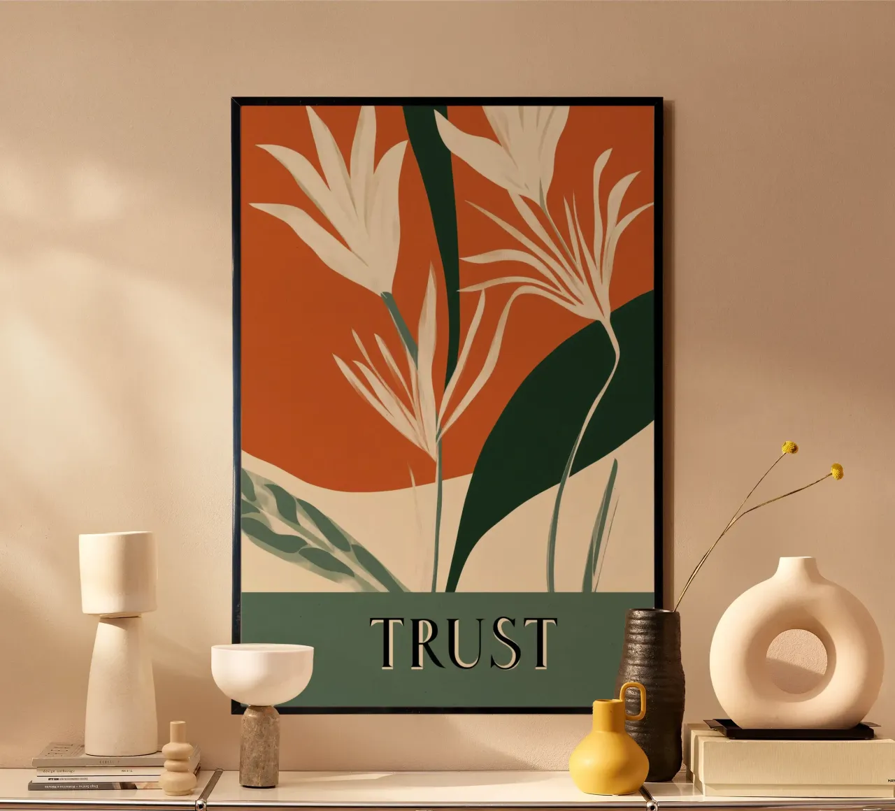 Trust No 2 poster con telaio in legno da treechild