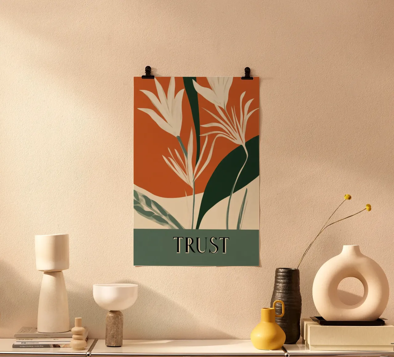 Trust No 2 poster con telaio in legno da treechild