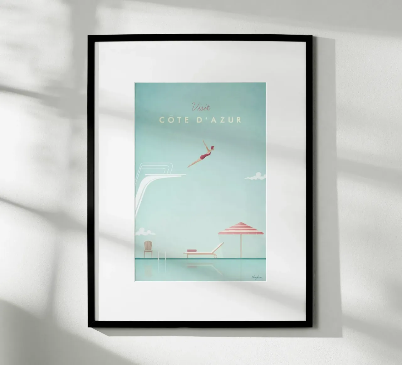 Côte d'Azur poster con telaio in legno da Henry Rivers