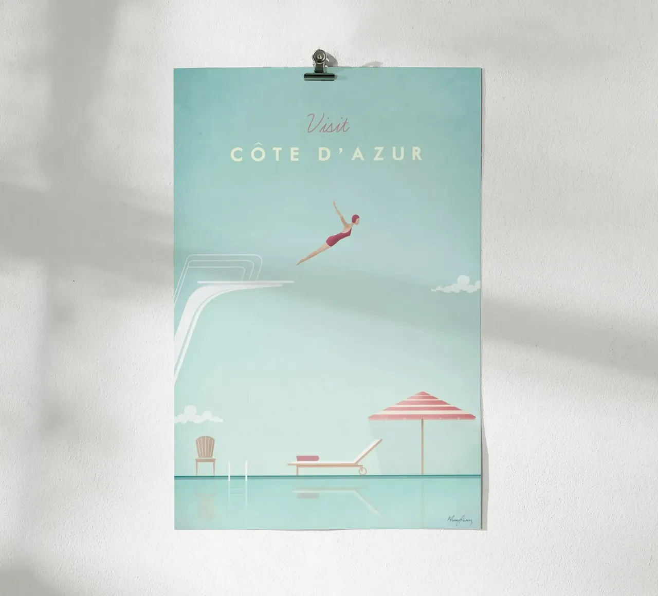 Côte d'Azur poster con telaio in legno da Henry Rivers
