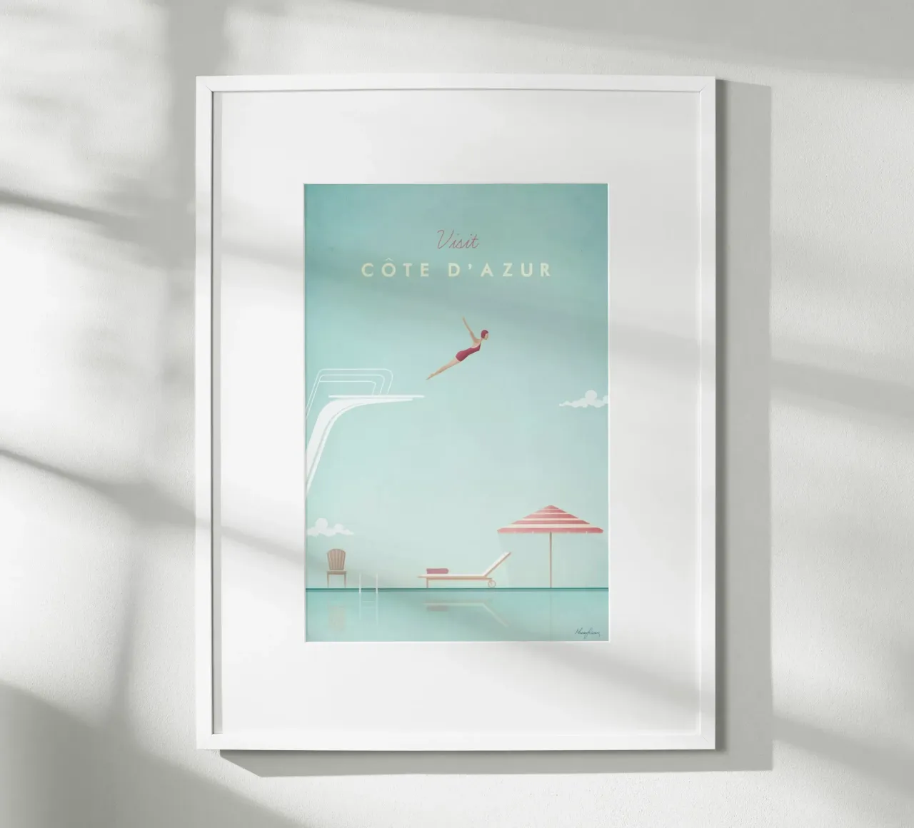 Côte d'Azur poster con telaio in legno da Henry Rivers
