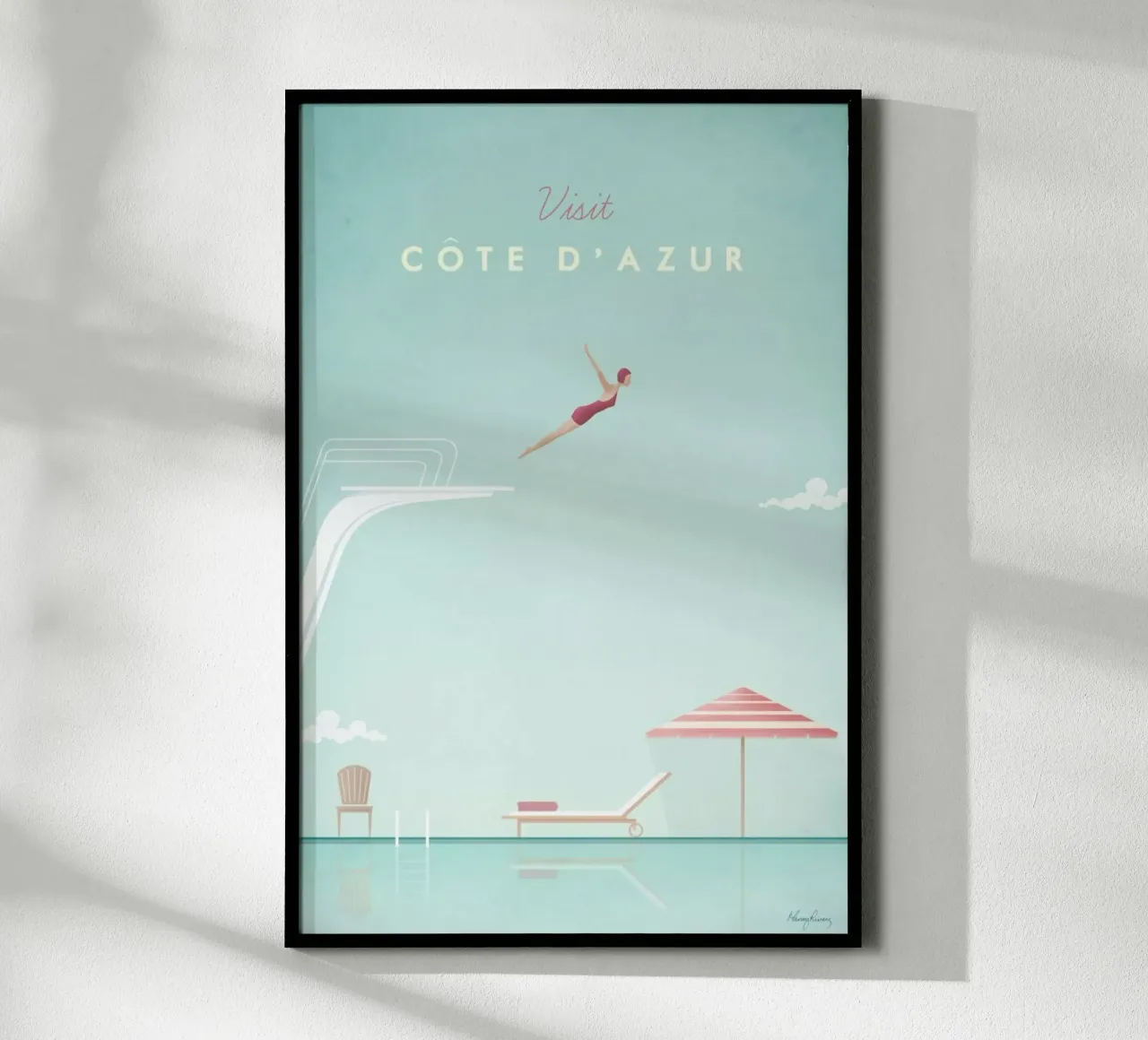 Côte d'Azur poster con telaio in legno da Henry Rivers
