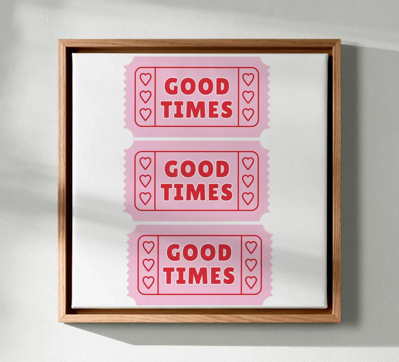 Stampa Good Times rosso e rosa tela con Cornice a cassetta da pdigitalprints