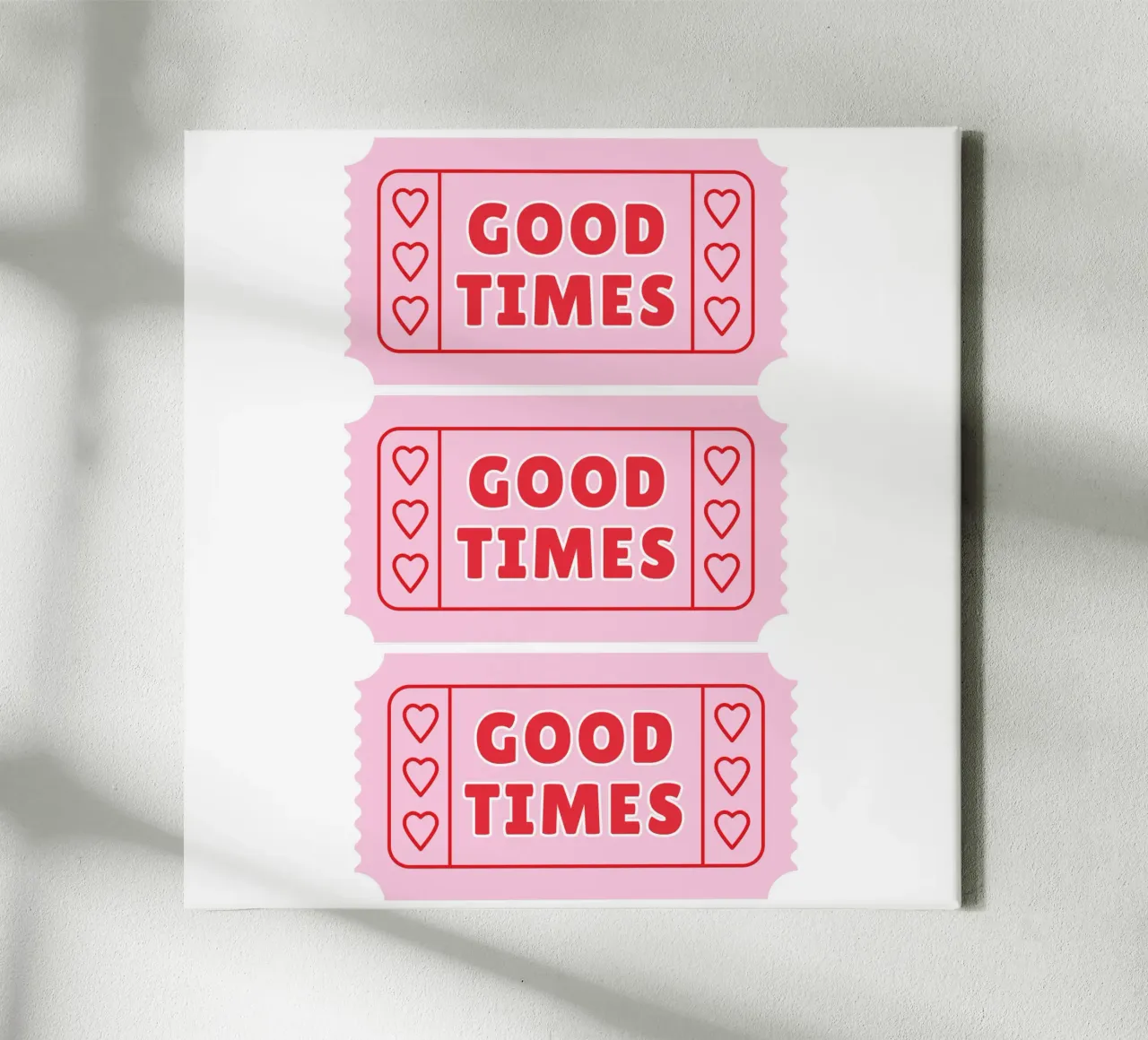 Stampa Good Times rosso e rosa tela con Cornice a cassetta da pdigitalprints