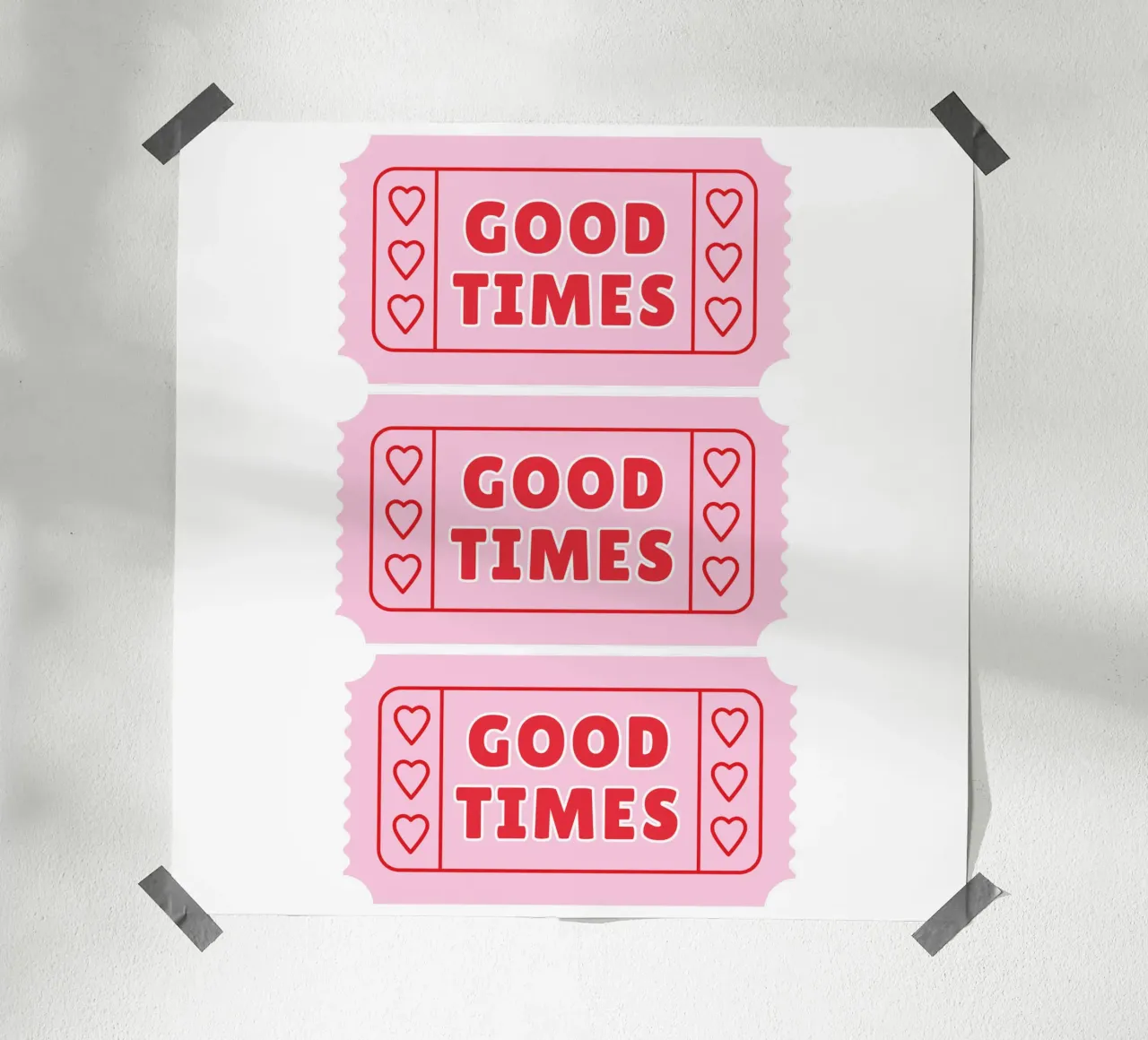Stampa Good Times rosso e rosa poster con telaio in plastica da pdigitalprints