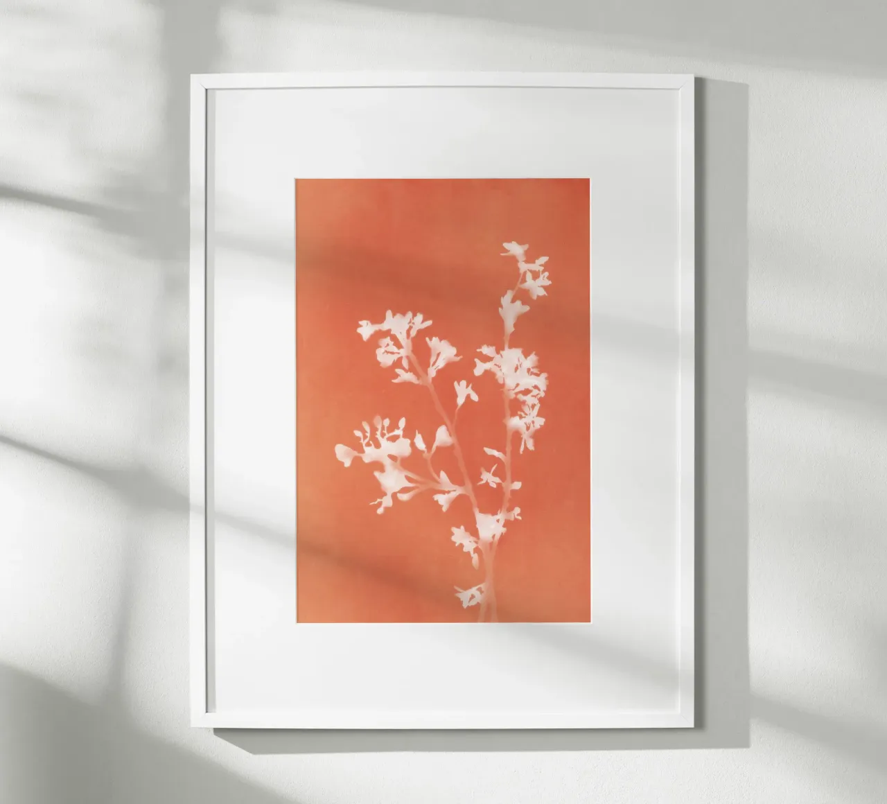 Cianotipo floreale arancione poster con telaio in plastica da amini54