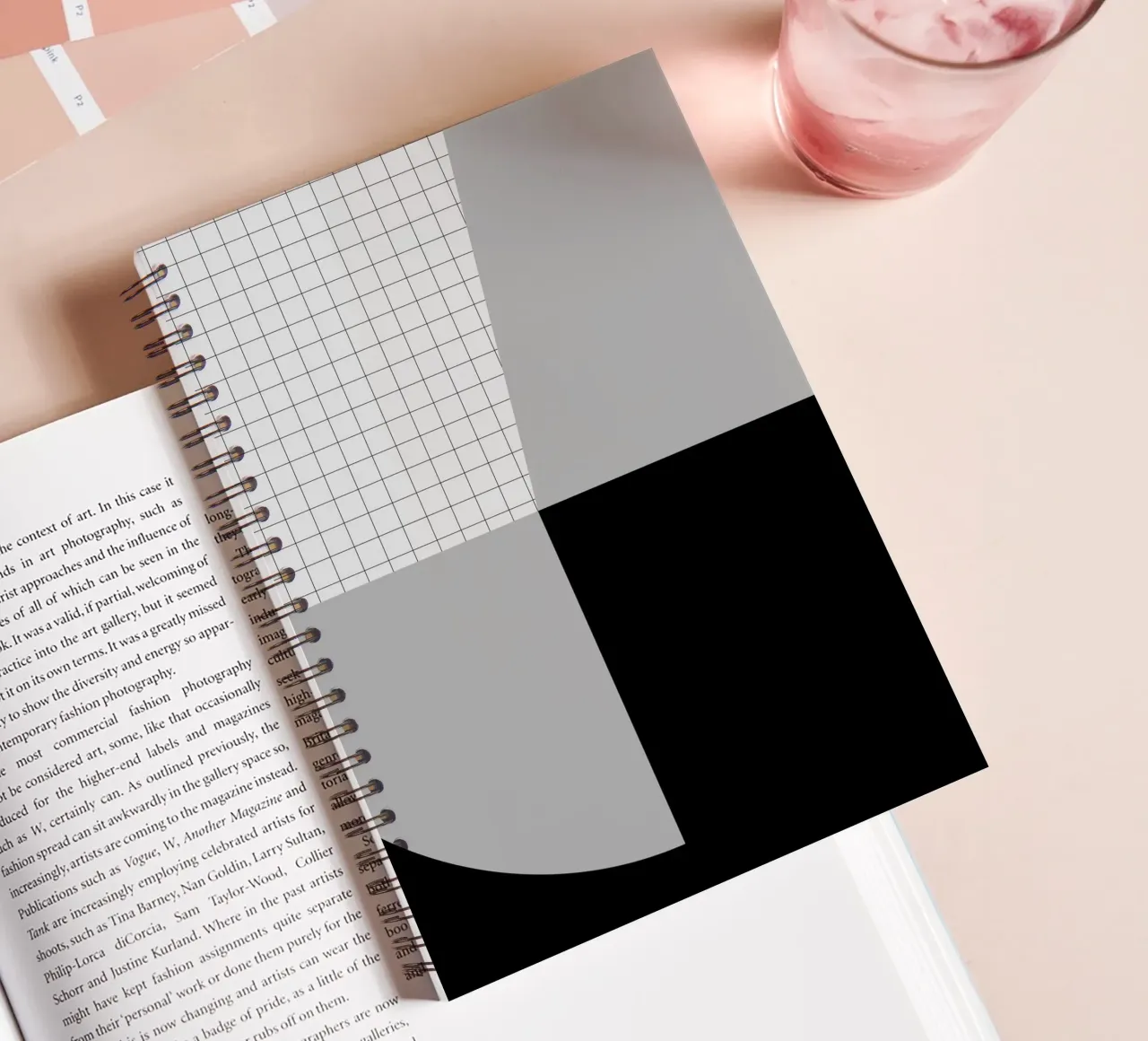 Black & White Abstract spiral notebook by KHouse Studio