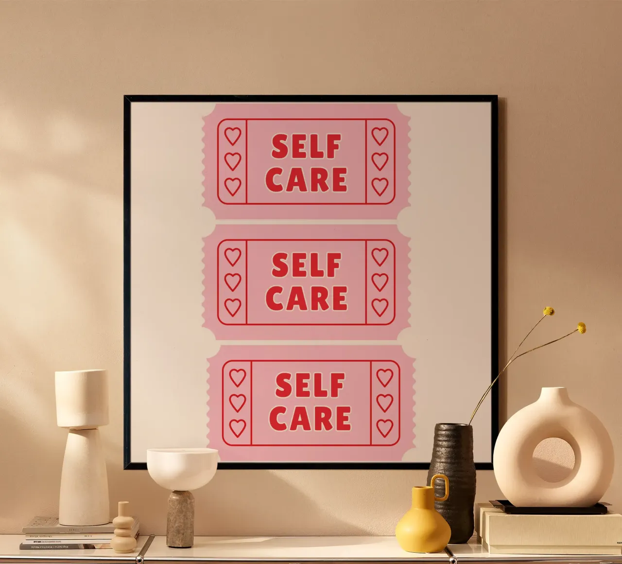 Stampa sulla cura di sé in rosa e rosso poster da pdigitalprints