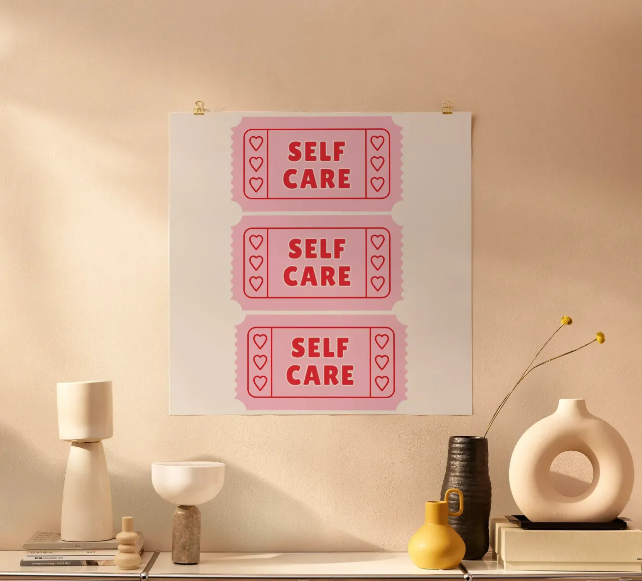 Stampa sulla cura di sé in rosa e rosso poster da pdigitalprints