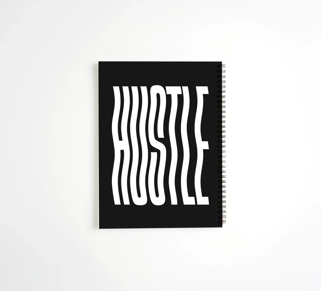Hustle wavy type (black tone) spiral notebook by Paigaam Studio