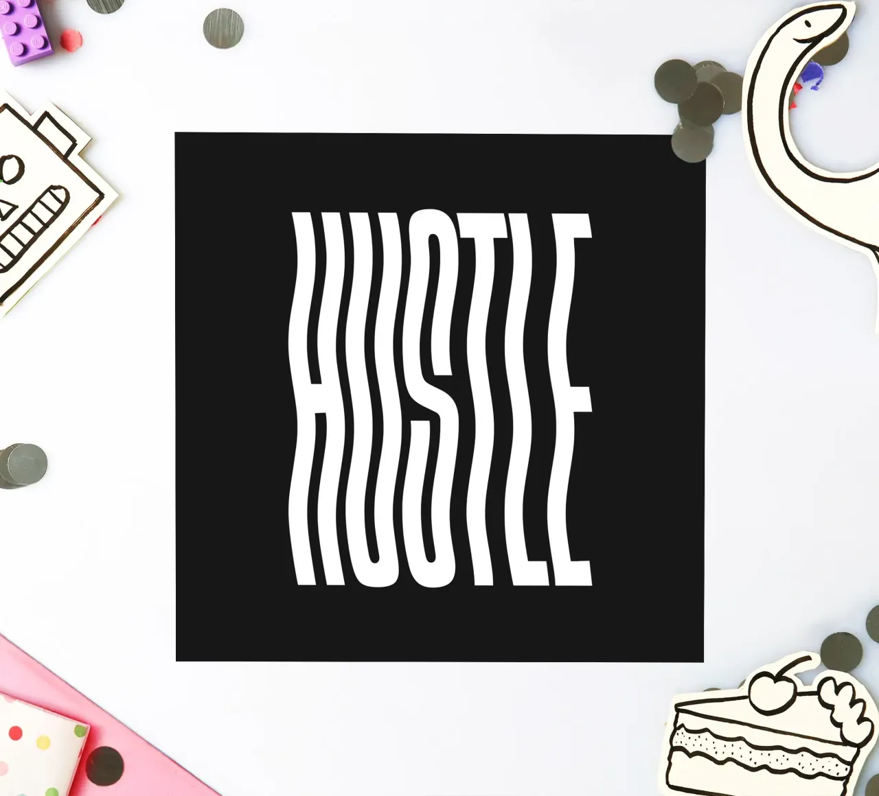Hustle golvend type (zwarte tint) sticker van Paigaam Studio