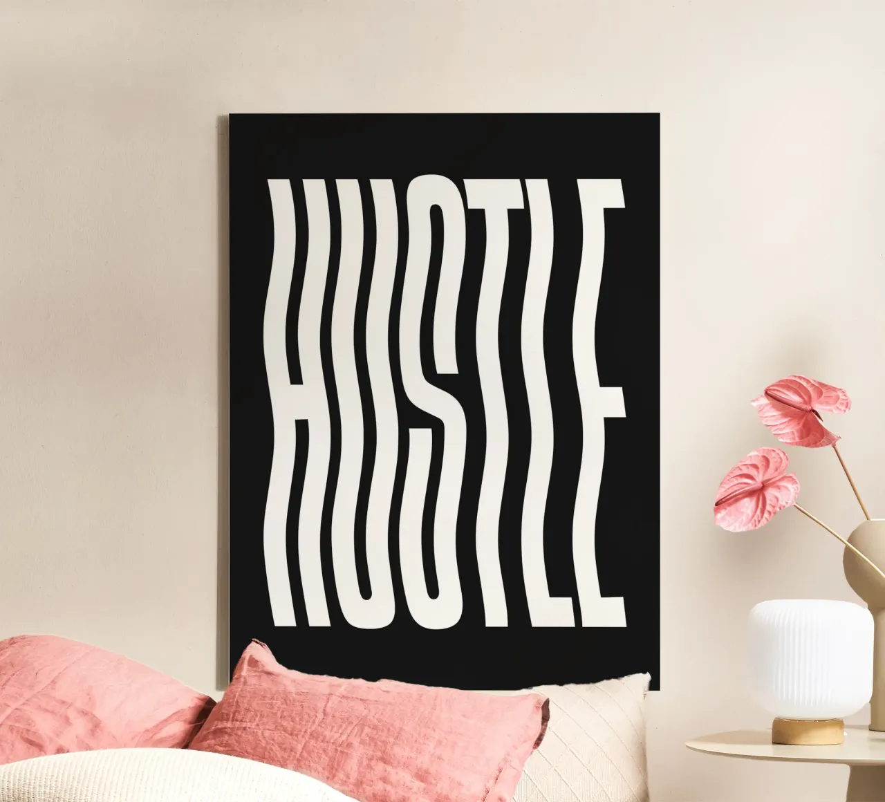 Hustle golvend type (zwarte tint) canvas van Paigaam Studio