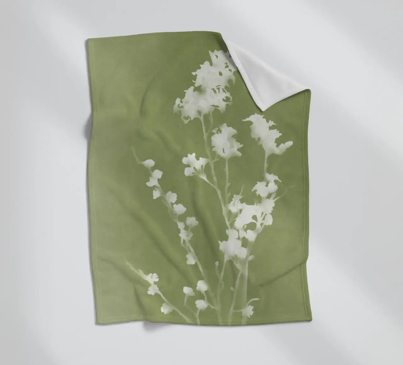 Cianotipo verde floreale coperta in pile da amini54