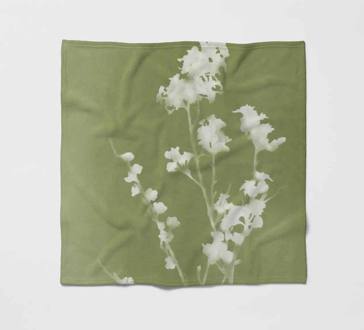 Cianotipo verde floreale coperta in pile da amini54