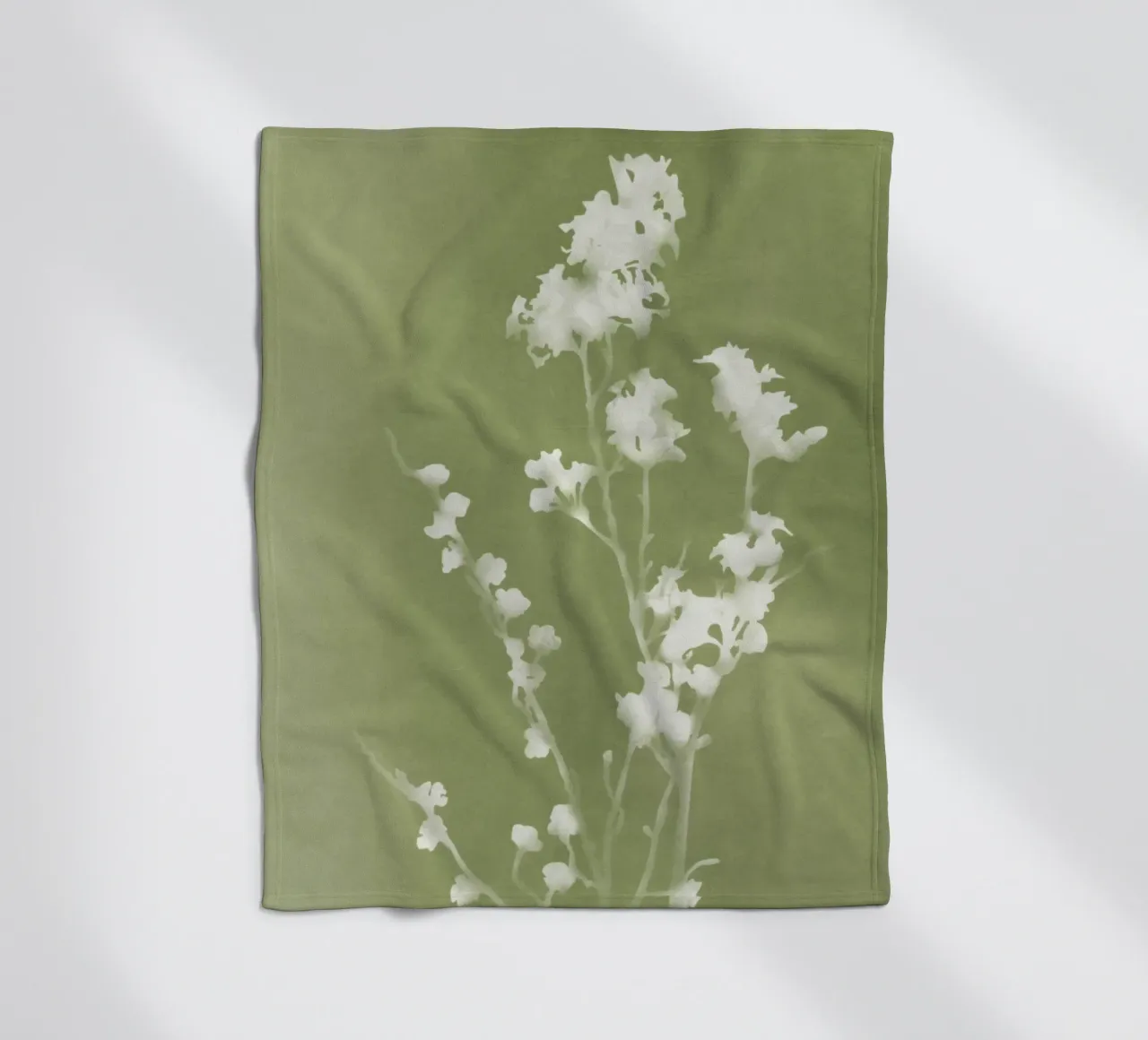 Cianotipo verde floreale coperta in pile da amini54