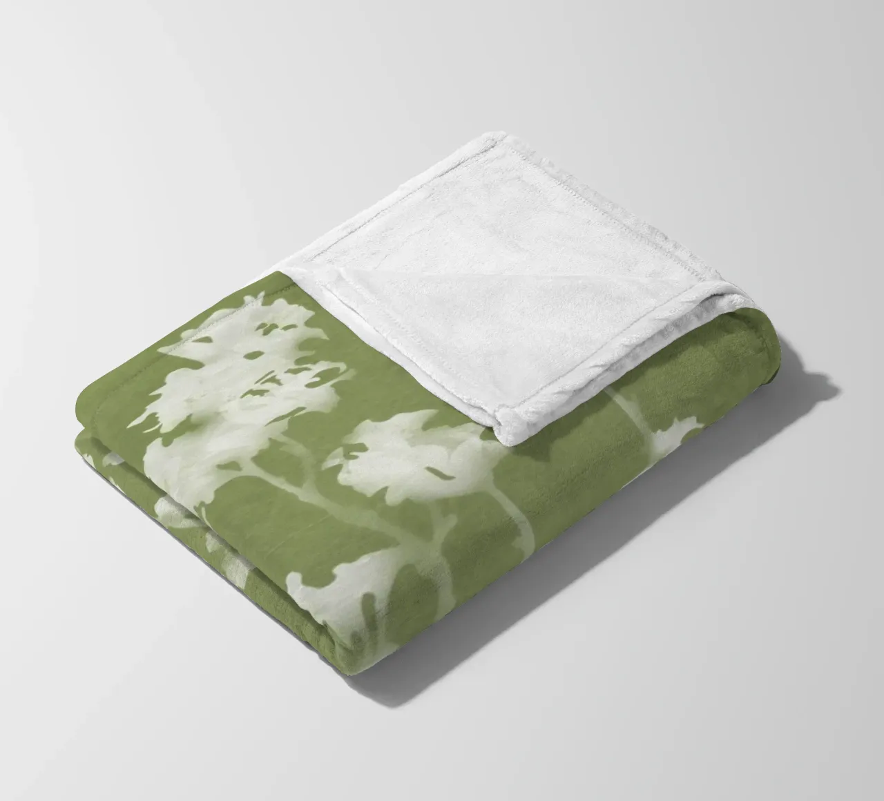 Cianotipo verde floreale coperta in pile da amini54