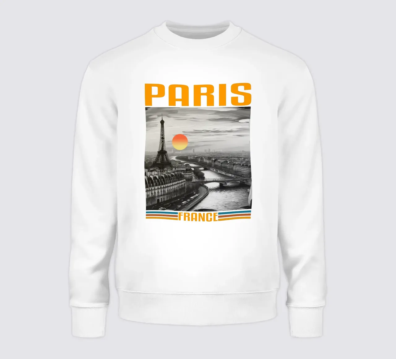 PARIS city panorama 70's retro classic design sweatshirt by theganduls