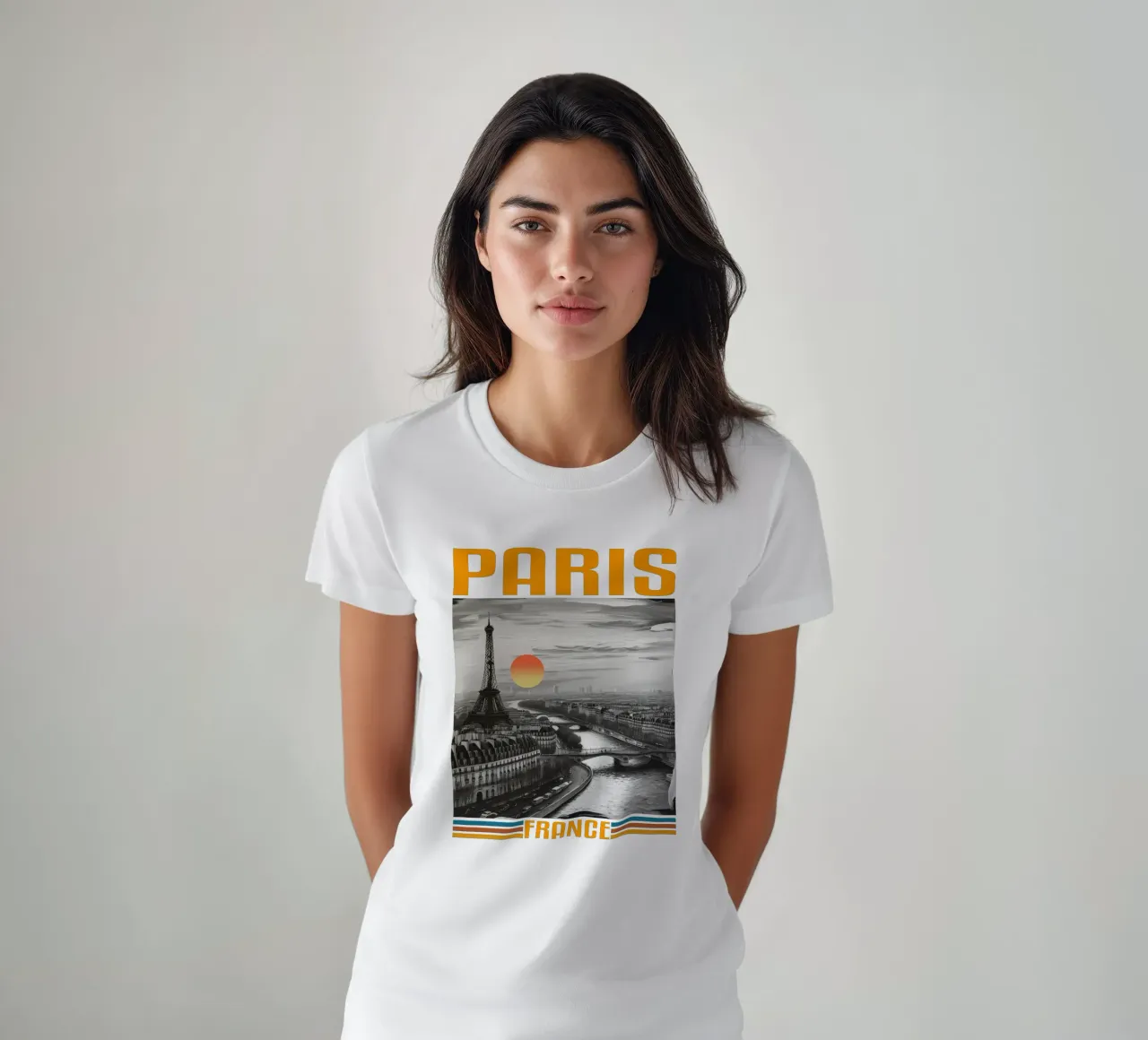 PARIGI città panorama anni '70 design classico retrò t-shirt da theganduls