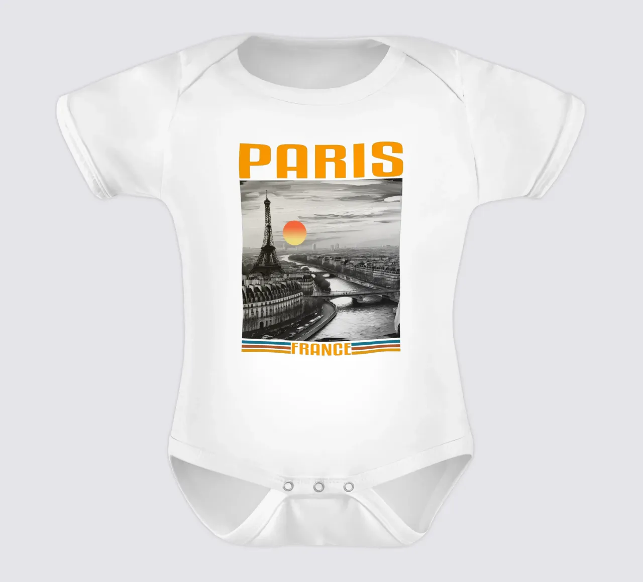 PARIGI città panorama anni '70 design classico retrò body neonato maniche corte da theganduls