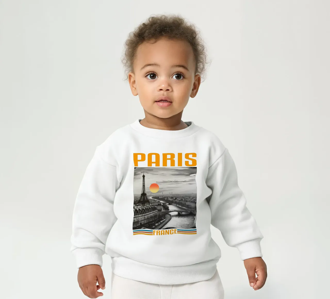 PARIS panorama de la ciudad 70's retro diseño clásico sudadera de bebé de theganduls
