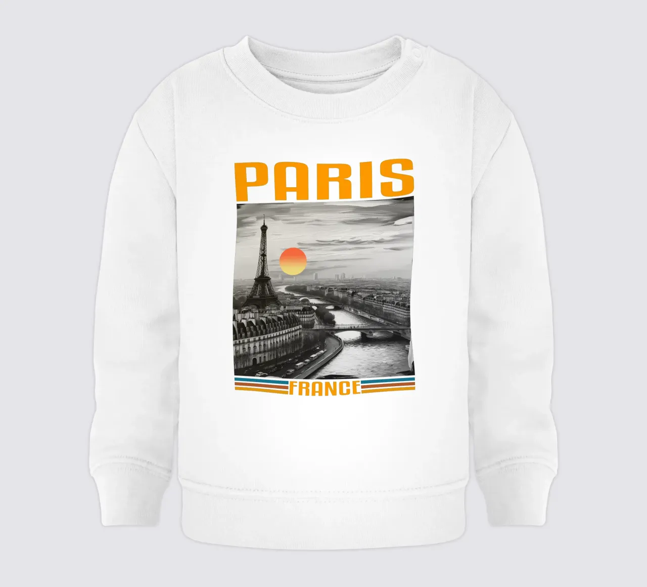 PARIS panorama de la ciudad 70's retro diseño clásico sudadera de bebé de theganduls