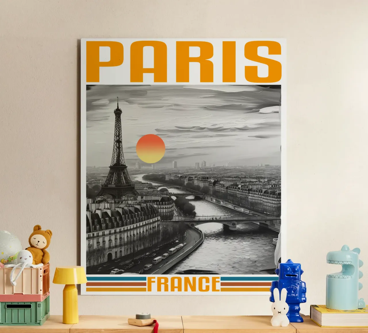 PARIGI città panorama anni '70 design classico retrò alluminio dibond da theganduls