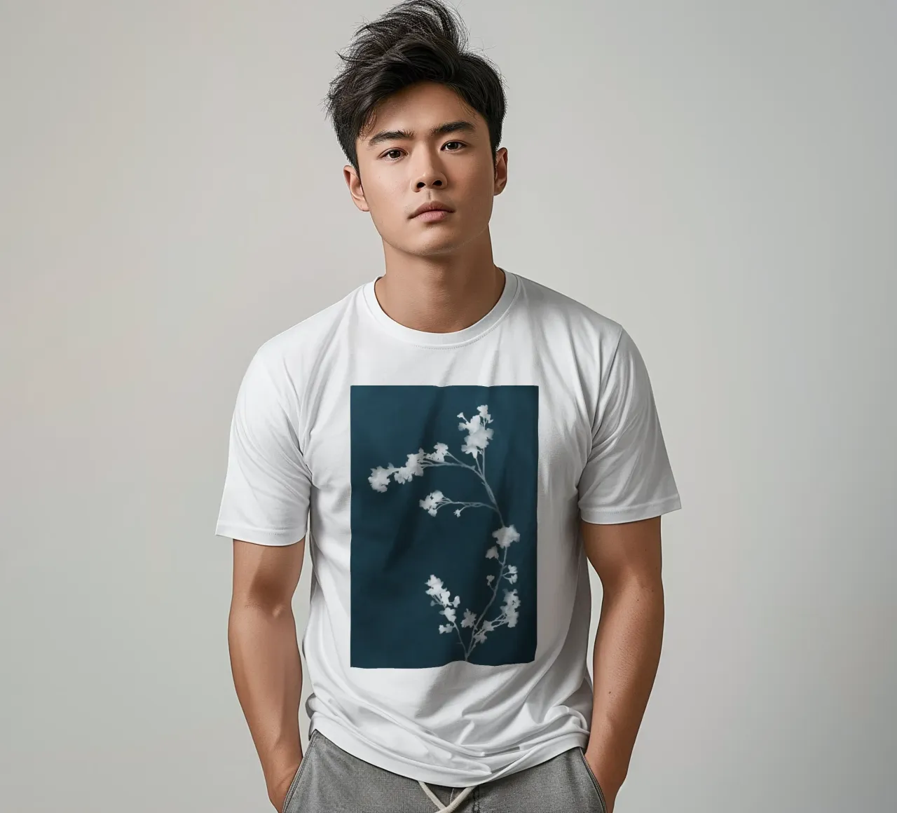 Blue Floral Cyanotype t-shirt by amini54