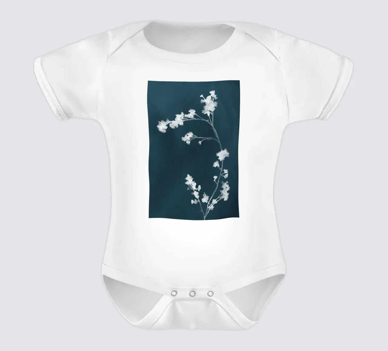 Blaue Blumen Cyanotypie Kurzarm Babybody von amini54