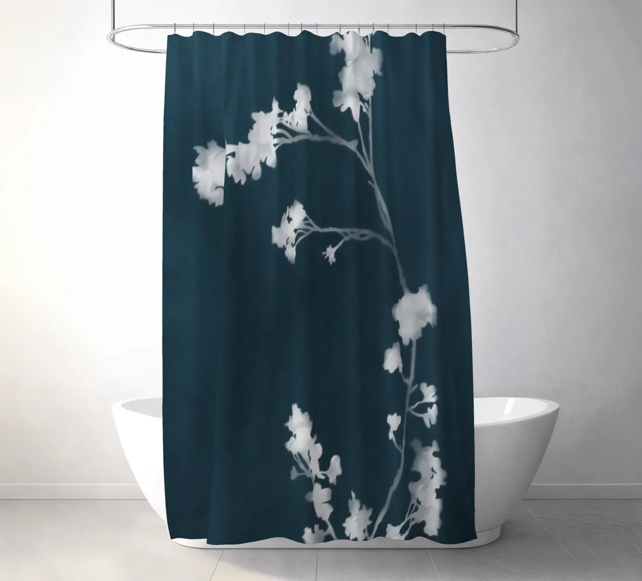 Blaue Blumen Cyanotypie Duschvorhang von amini54