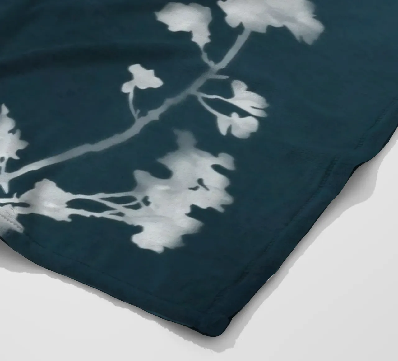 Blue Floral Cyanotype fleece blanket by amini54