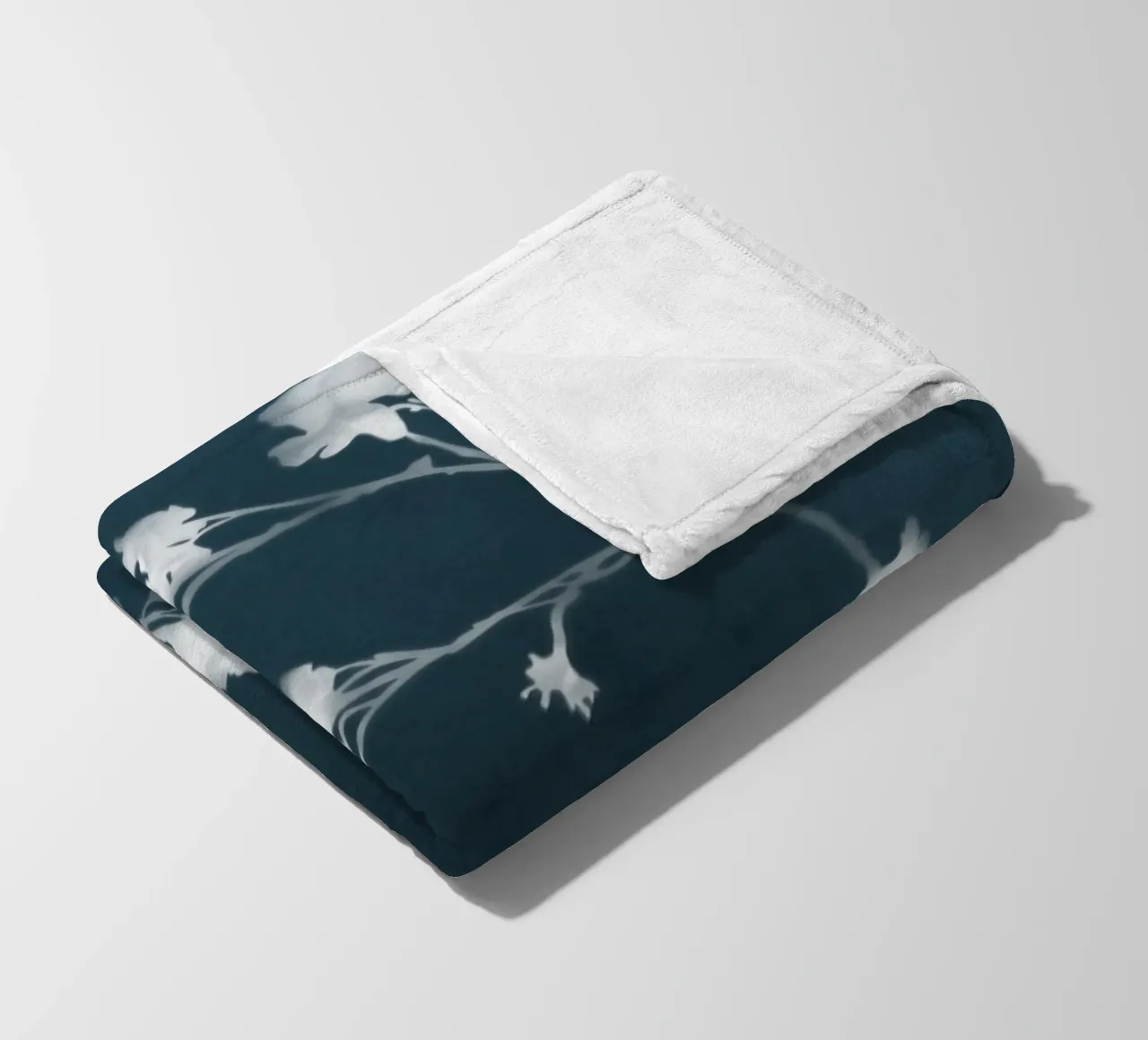 Blue Floral Cyanotype fleece blanket by amini54