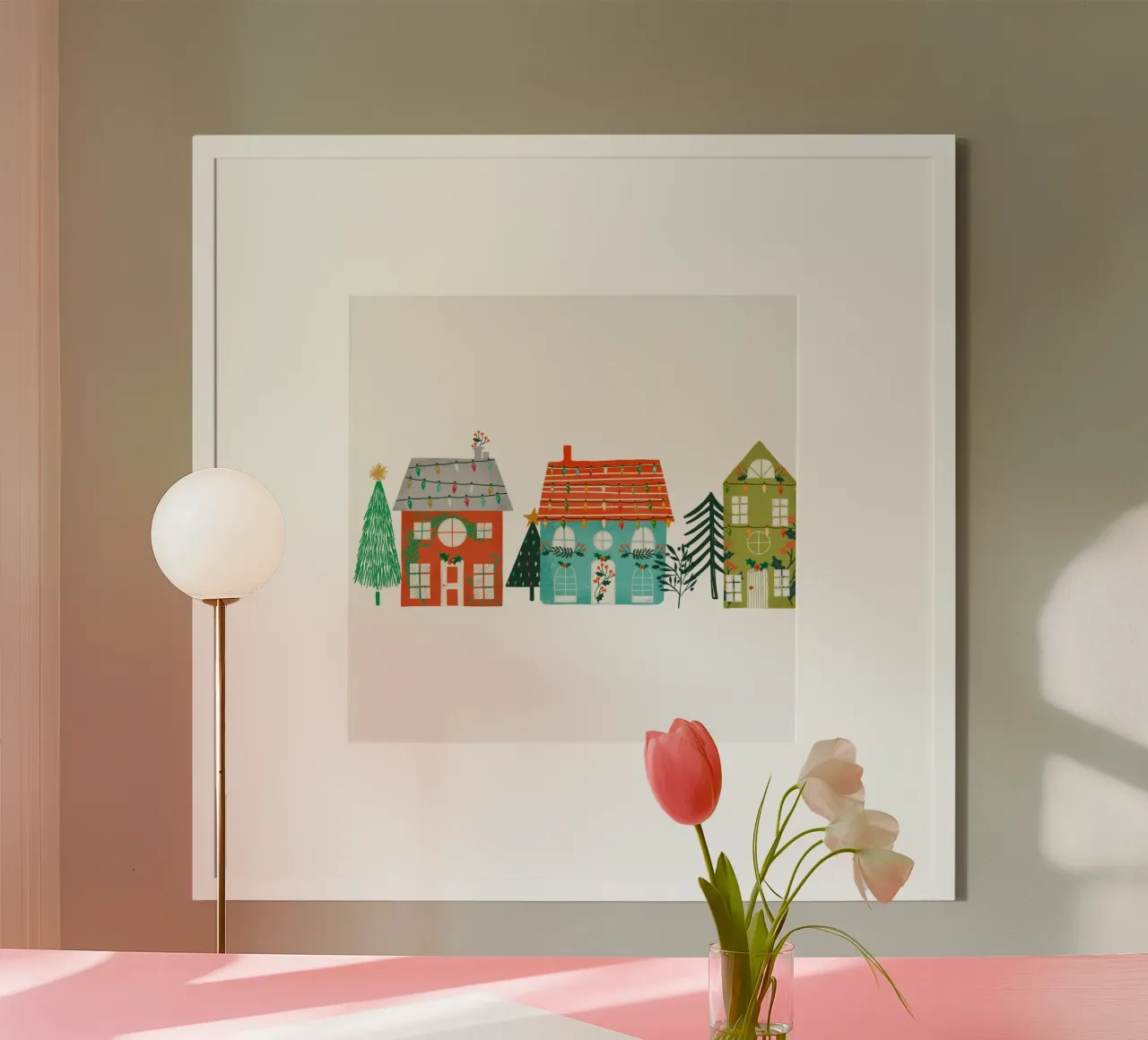 Casette di Natale Bianche Agriturismo poster con telaio in alluminio da susanacosta