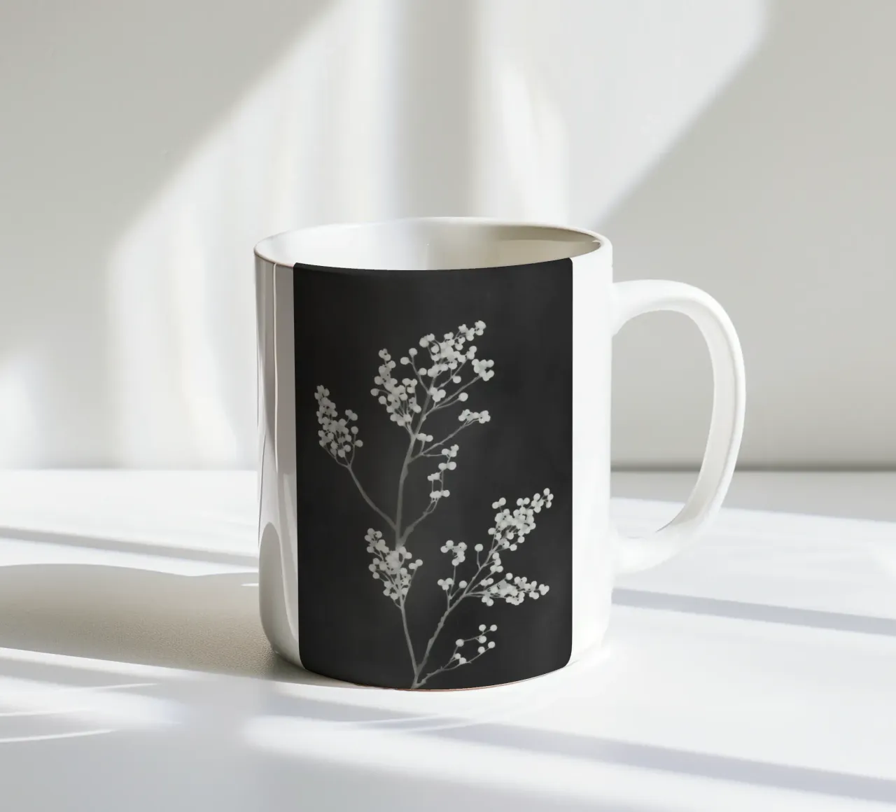 Cianotipia floreale nera tazza in ceramica da amini54