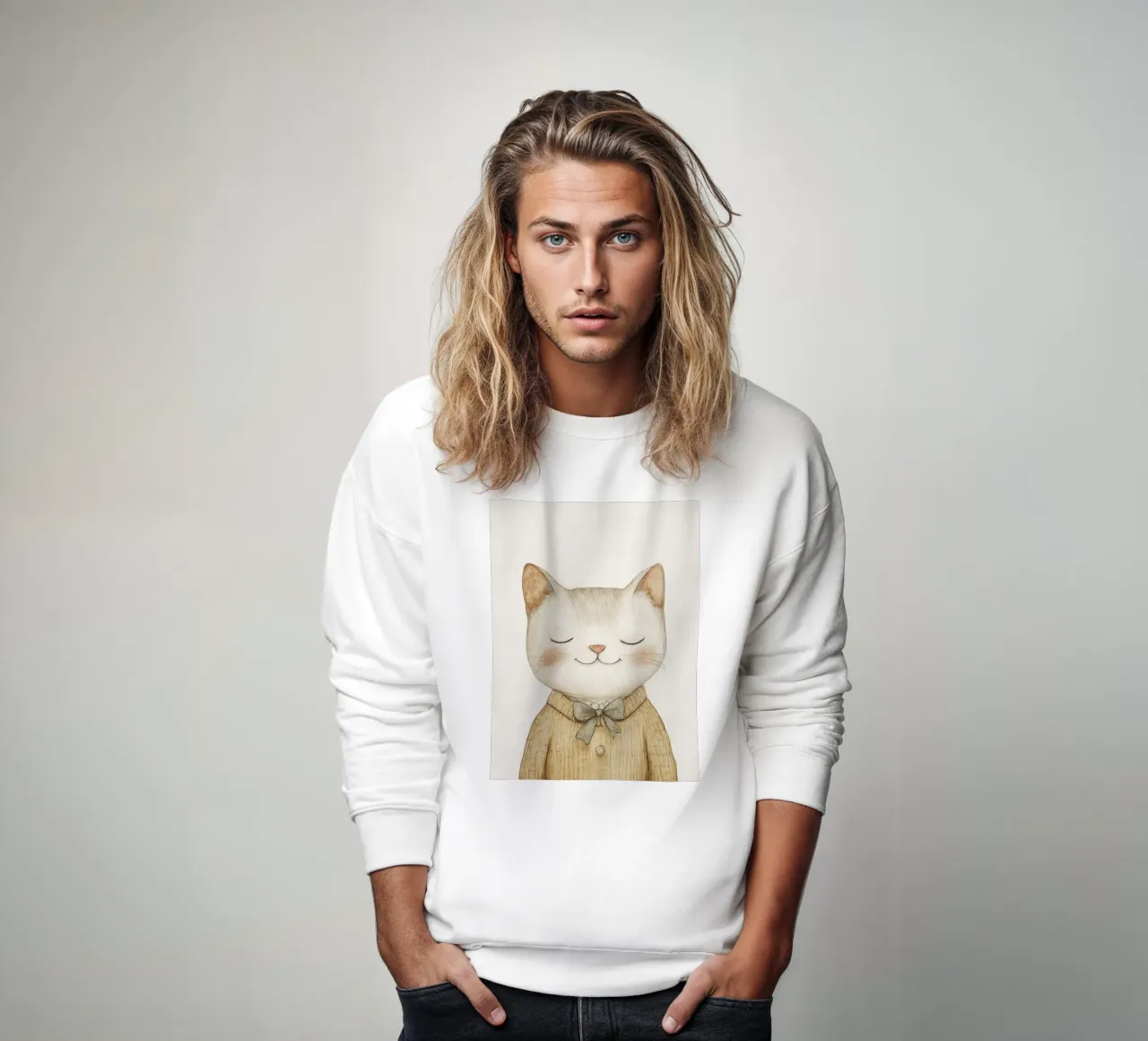 Gatto pastello amore Felix felpa da Carinaprint