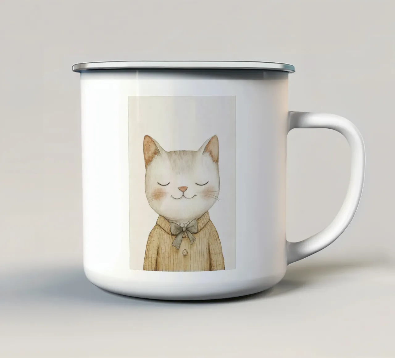 Gatto pastello amore Felix tazza in smalto da Carinaprint