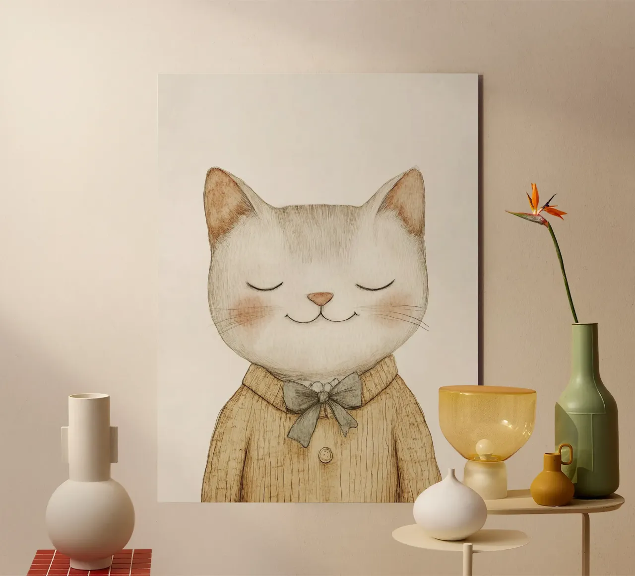 Gatto pastello amore Felix alluminio dibond da Carinaprint