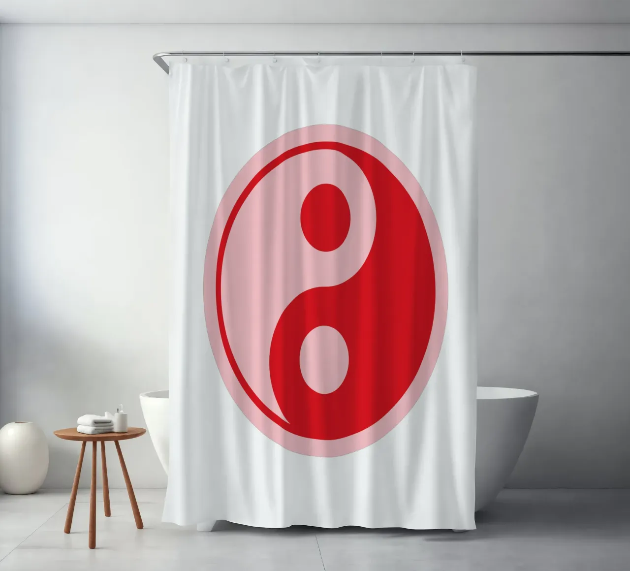 Roze en rode Ying en Yang print douchegordijn van pdigitalprints