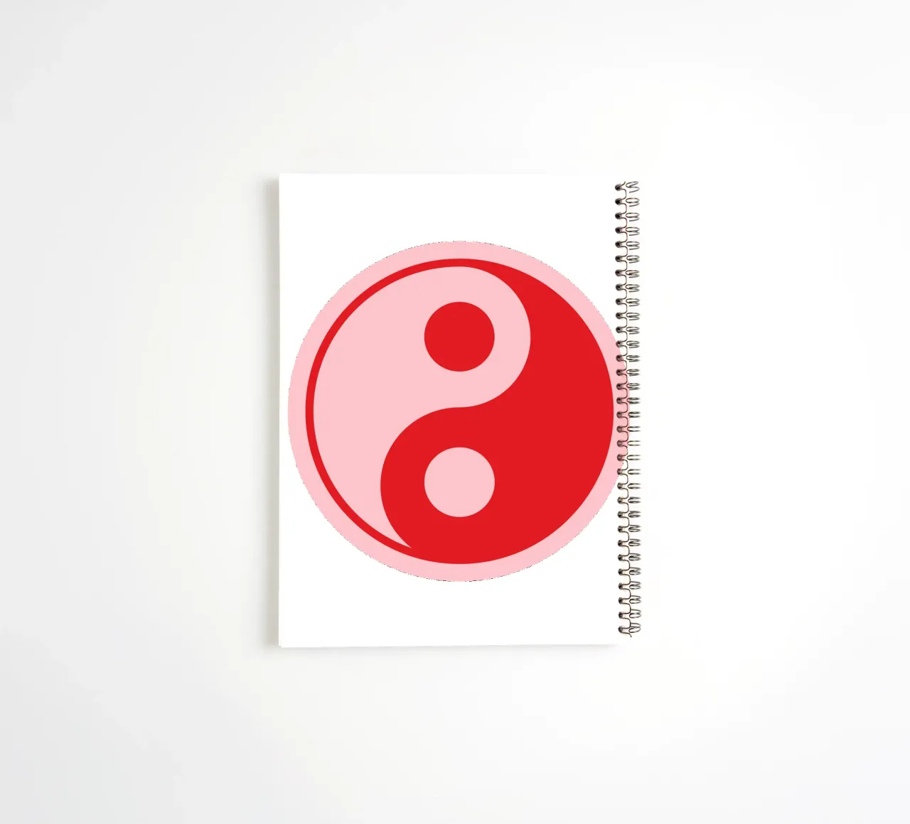 Pink and Red Ying and Yang print spiral notebook by pdigitalprints